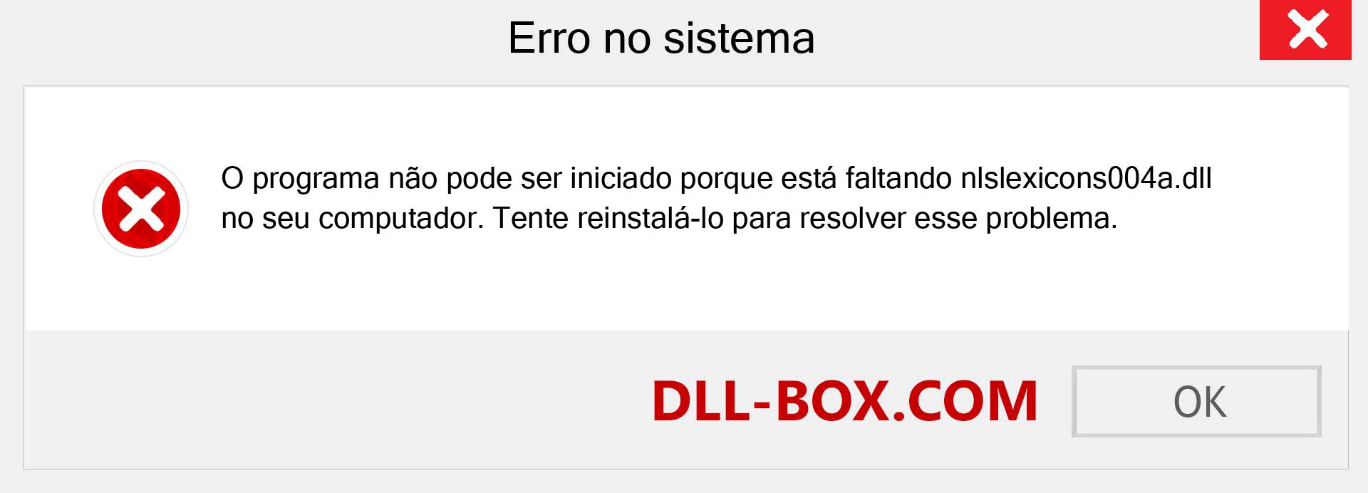 Arquivo nlslexicons004a.dll ausente ?. Download para Windows 7, 8, 10 - Correção de erro ausente nlslexicons004a dll no Windows, fotos, imagens